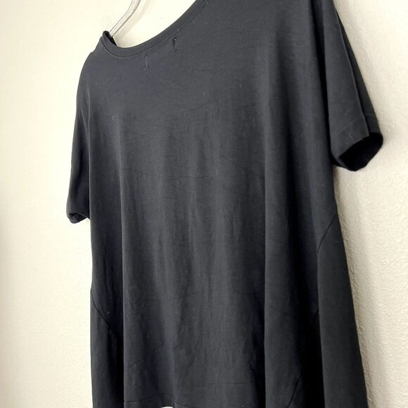 Ava Sky Hawaii Black Asymmetric Short Sleeve Top Shirt Womens XS Fighting Eel - Picture 5 of 8